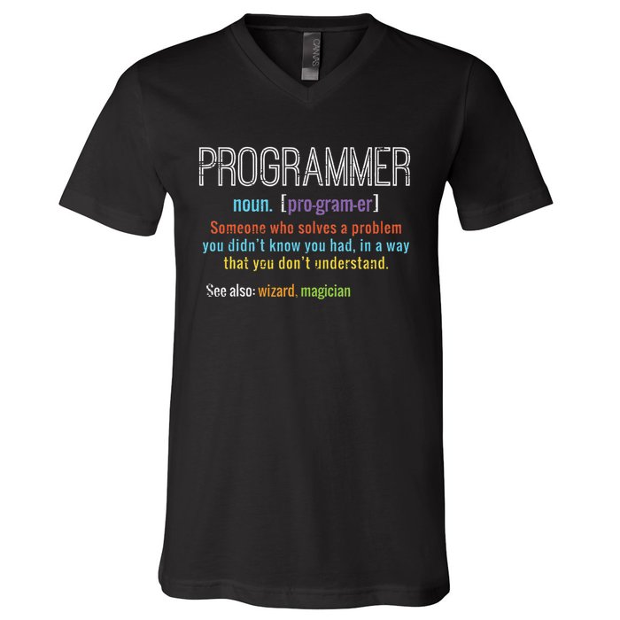Programmer Definition It Software Developer Coder Men Women V-Neck T-Shirt