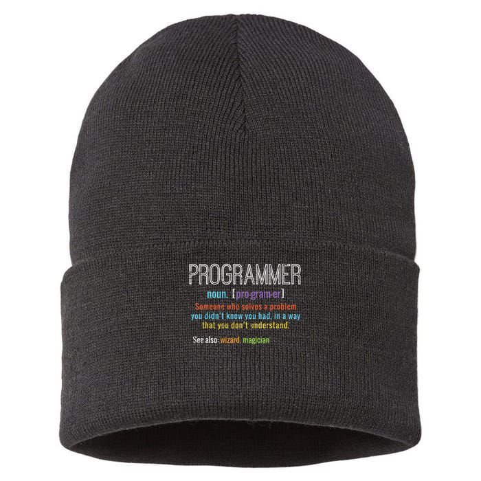 Programmer Definition It Software Developer Coder Men Women Sustainable Knit Beanie