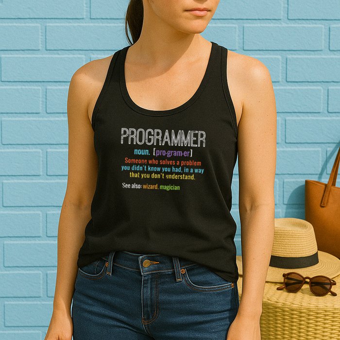 Programmer Definition It Software Developer Coder Men Women Women's Racerback Tank