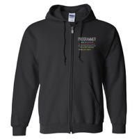 Programmer Definition It Software Developer Coder Men Women Full Zip Hoodie