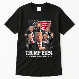 President Donald J Trump 2024 Never Surrender Tall T-Shirt