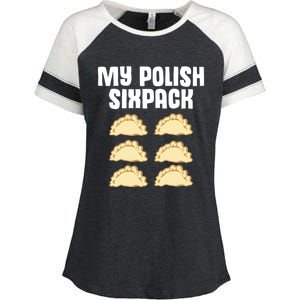 Polish Dumpling Joke Sixpack Pole Pun Polska Perogie Pierogi Cute Gift Enza Ladies Jersey Colorblock Tee