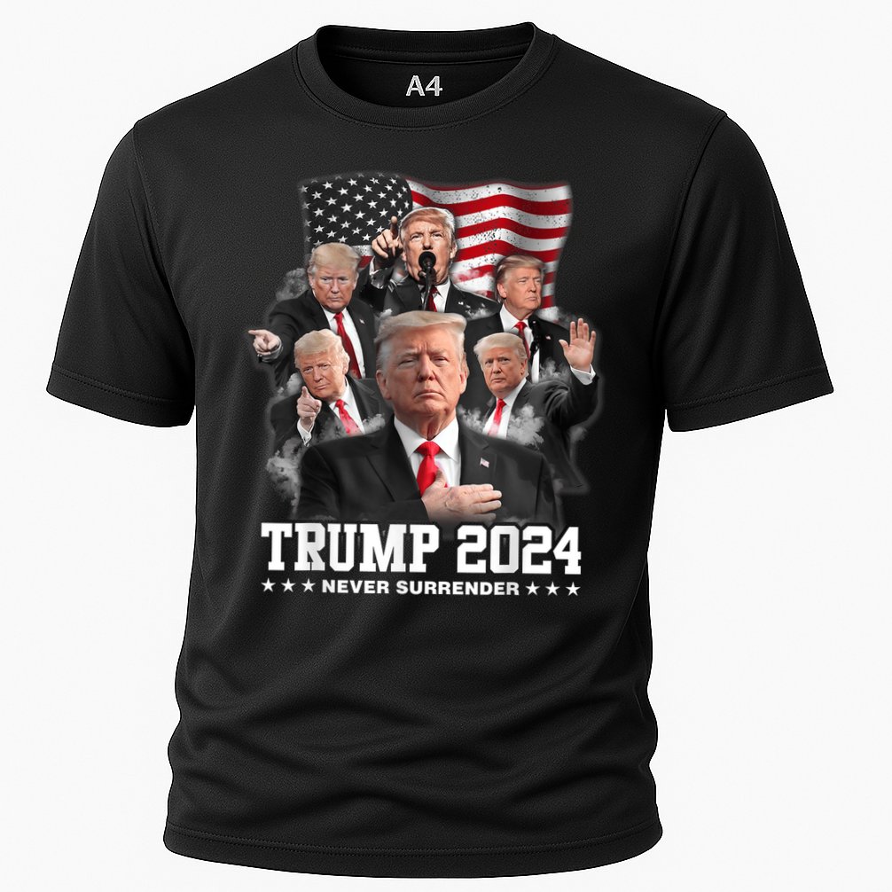 President Donald J Trump 2024 Never Surrender Cooling Performance Crew T-Shirt