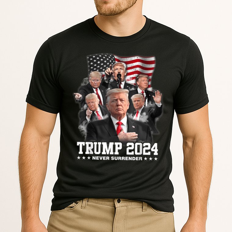 President Donald J Trump 2024 Never Surrender Cooling Performance Crew T-Shirt