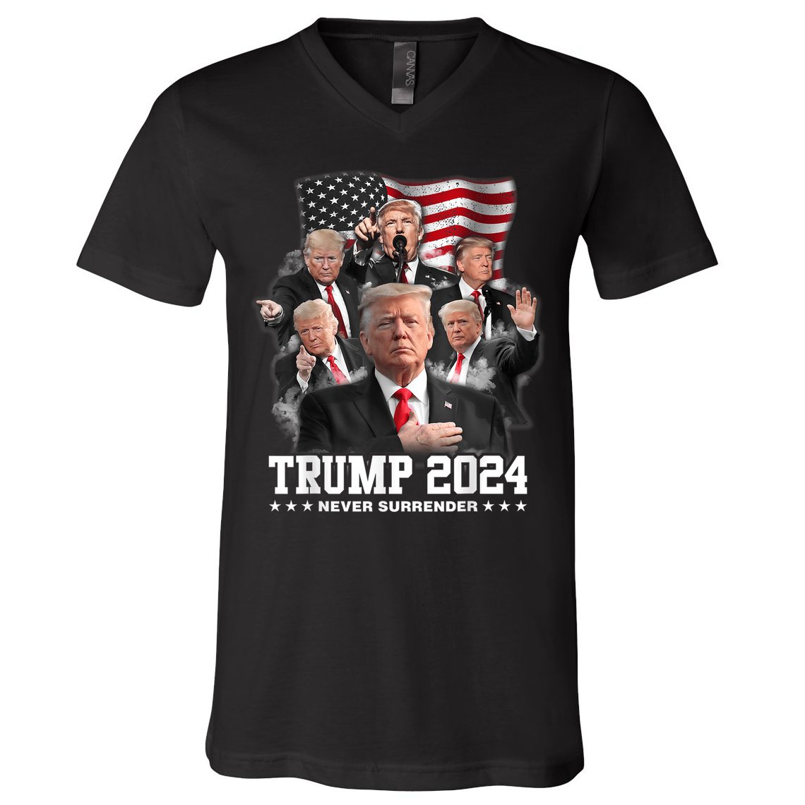 President Donald J Trump 2024 Never Surrender V-Neck T-Shirt