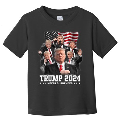 President Donald J Trump 2024 Never Surrender Toddler T-Shirt