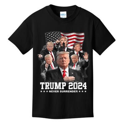 President Donald J Trump 2024 Never Surrender Kids T-Shirt