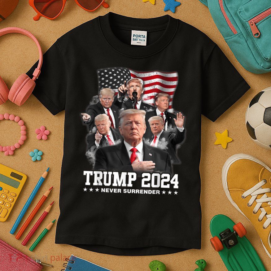 President Donald J Trump 2024 Never Surrender Kids T-Shirt