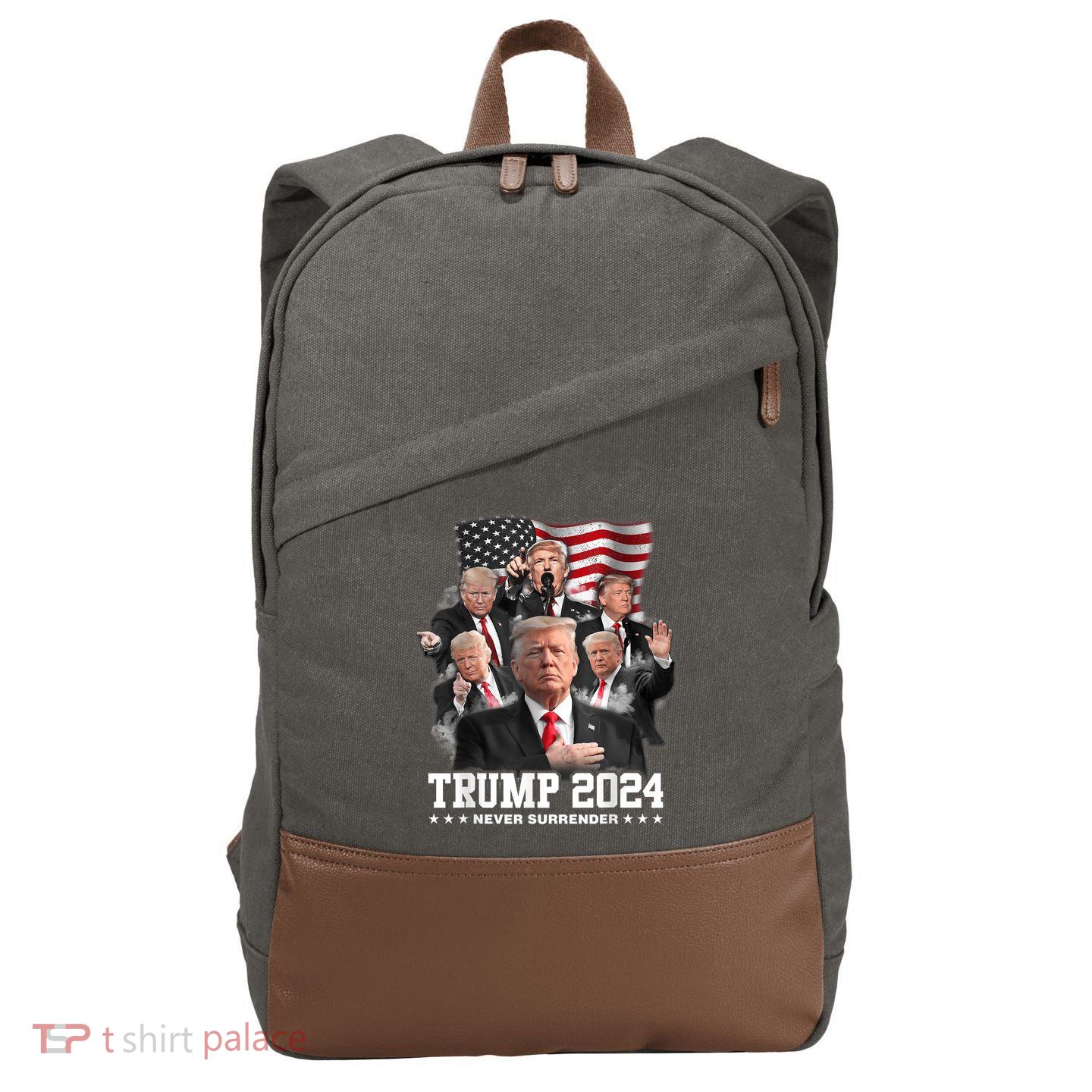 President Donald J Trump 2024 Never Surrender Cotton Canvas Backpack