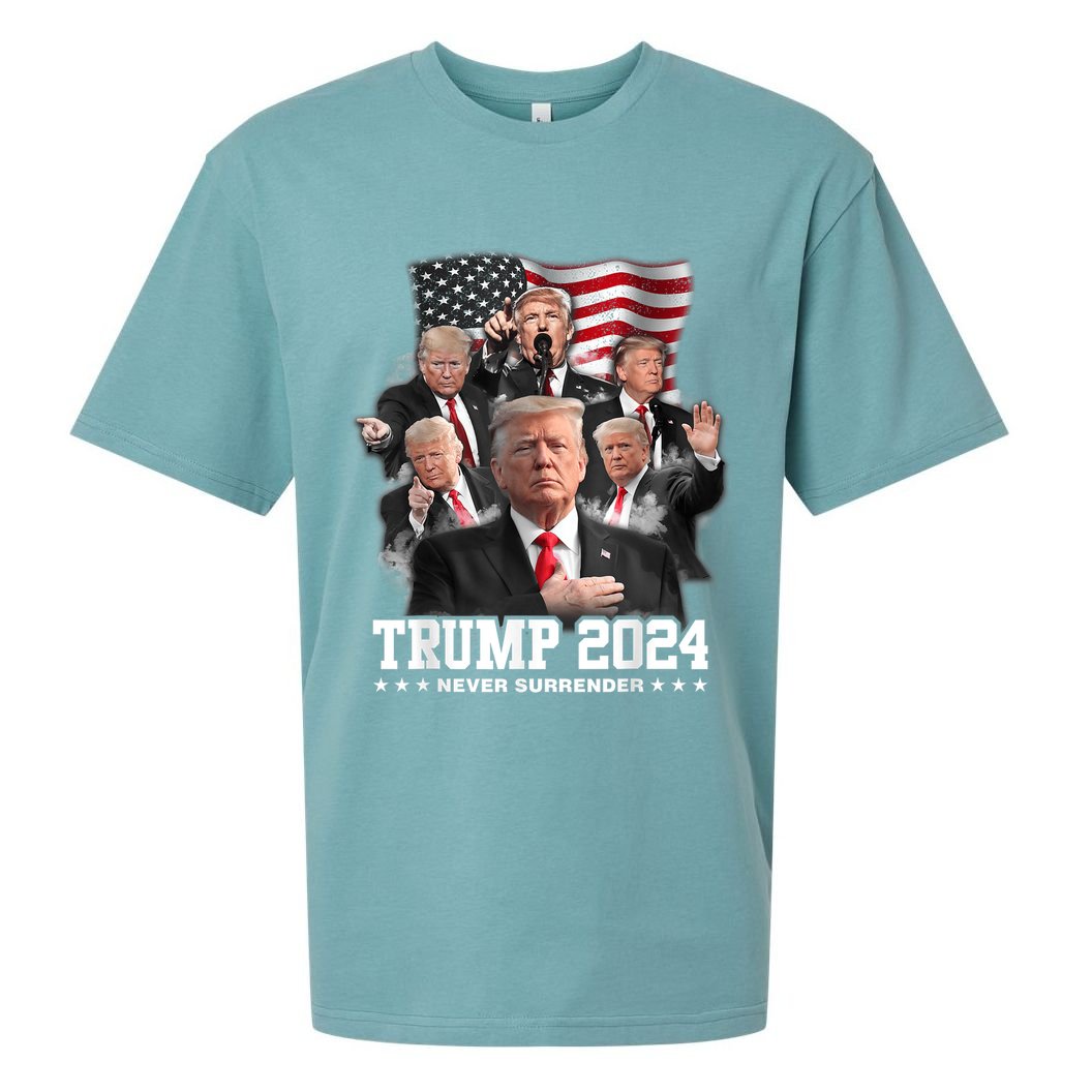 President Donald J Trump 2024 Never Surrender Sueded Cloud Jersey T-Shirt