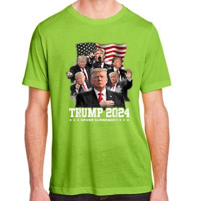 President Donald J Trump 2024 Never Surrender Adult ChromaSoft Performance T-Shirt