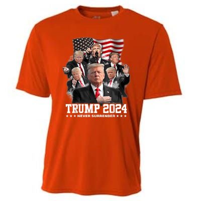 President Donald J Trump 2024 Never Surrender Cooling Performance Crew T-Shirt