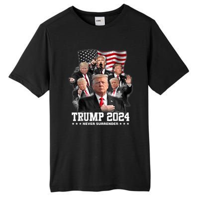 President Donald J Trump 2024 Never Surrender Tall Fusion ChromaSoft Performance T-Shirt