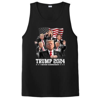 President Donald J Trump 2024 Never Surrender PosiCharge Competitor Tank