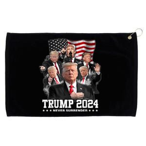 President Donald J Trump 2024 Never Surrender Grommeted Golf Towel