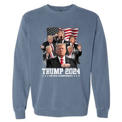 President Donald J Trump 2024 Never Surrender Garment-Dyed Sweatshirt