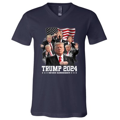 President Donald J Trump 2024 Never Surrender V-Neck T-Shirt