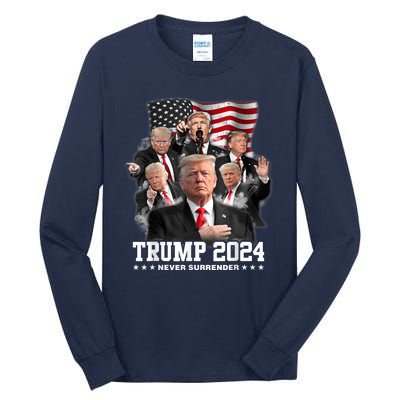 President Donald J Trump 2024 Never Surrender Tall Long Sleeve T-Shirt