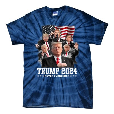 President Donald J Trump 2024 Never Surrender Tie-Dye T-Shirt