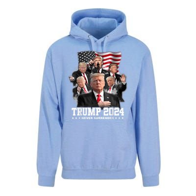 President Donald J Trump 2024 Never Surrender Unisex Surf Hoodie