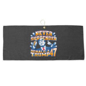 President Donald J Trump 2024 Never Surrender Large Microfiber Waffle Golf Towel