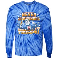 President Donald J Trump 2024 Never Surrender Tie-Dye Long Sleeve Shirt