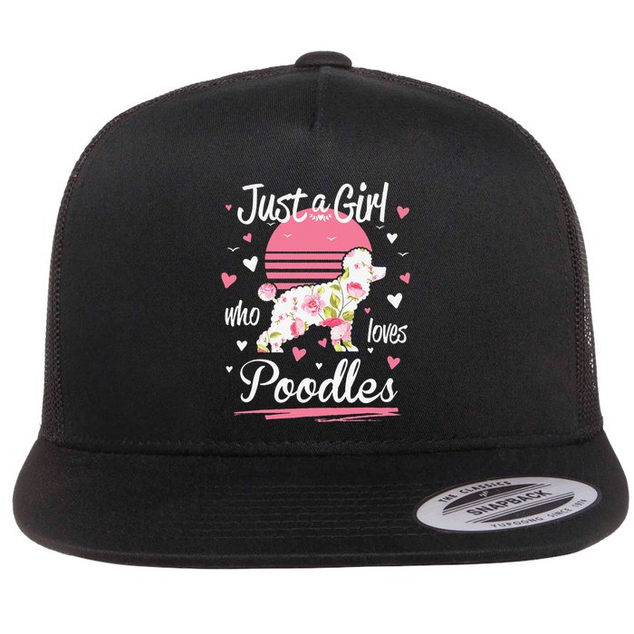Poodle Design Just A Who Loves Poodles Flat Bill Trucker Hat