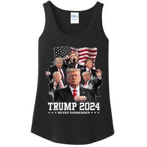 President Donald J Trump 2024 Never Surrender Ladies Essential Tank