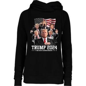 President Donald J Trump 2024 Never Surrender Womens Funnel Neck Pullover Hood