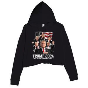 President Donald J Trump 2024 Never Surrender Crop Fleece Hoodie