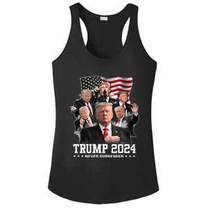 President Donald J Trump 2024 Never Surrender Ladies PosiCharge Competitor Racerback Tank