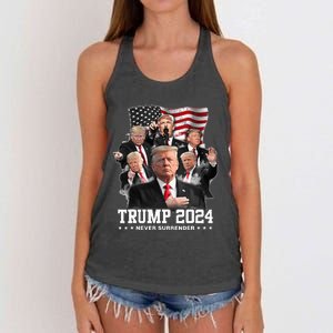 President Donald J Trump 2024 Never Surrender Women's Knotted Racerback Tank