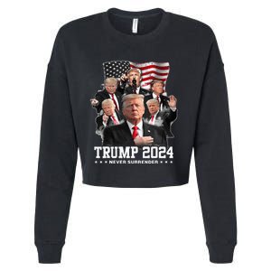 President Donald J Trump 2024 Never Surrender Cropped Pullover Crew