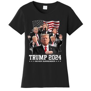 President Donald J Trump 2024 Never Surrender Women's T-Shirt