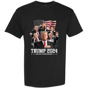 President Donald J Trump 2024 Never Surrender Garment-Dyed Heavyweight T-Shirt