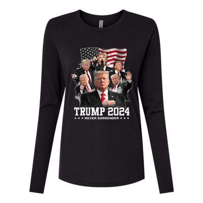 President Donald J Trump 2024 Never Surrender Womens Cotton Relaxed Long Sleeve T-Shirt