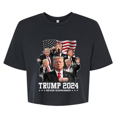 President Donald J Trump 2024 Never Surrender Bella+Canvas Jersey Crop Tee