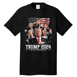 President Donald J Trump 2024 Never Surrender Tall T-Shirt