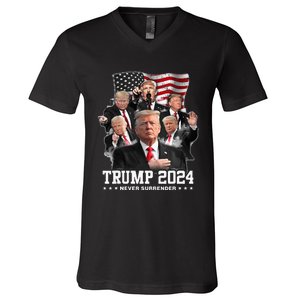 President Donald J Trump 2024 Never Surrender V-Neck T-Shirt