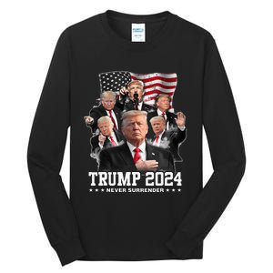 President Donald J Trump 2024 Never Surrender Tall Long Sleeve T-Shirt