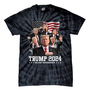 President Donald J Trump 2024 Never Surrender Tie-Dye T-Shirt