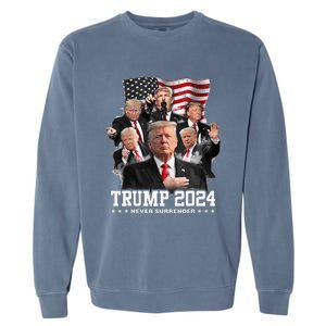 President Donald J Trump 2024 Never Surrender Garment-Dyed Sweatshirt