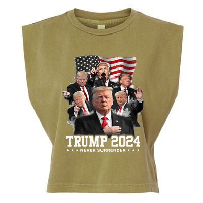 President Donald J Trump 2024 Never Surrender Garment-Dyed Women's Muscle Tee