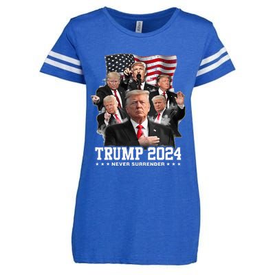 President Donald J Trump 2024 Never Surrender Enza Ladies Jersey Football T-Shirt