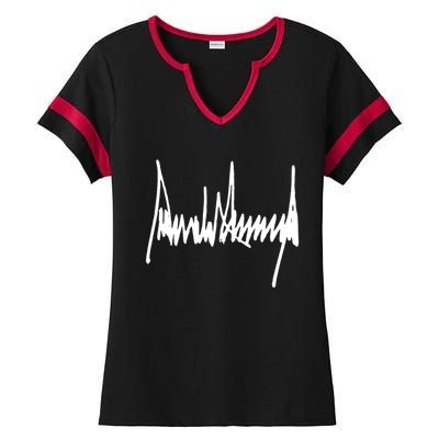 President Donald J Trump Signature Cool Gift Ladies Halftime Notch Neck Tee