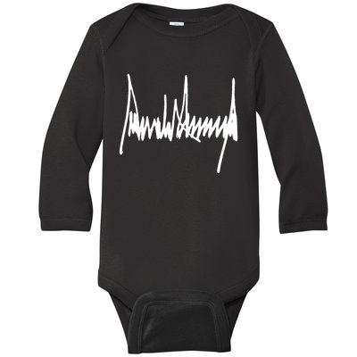 President Donald J Trump Signature Cool Gift Baby Long Sleeve Bodysuit