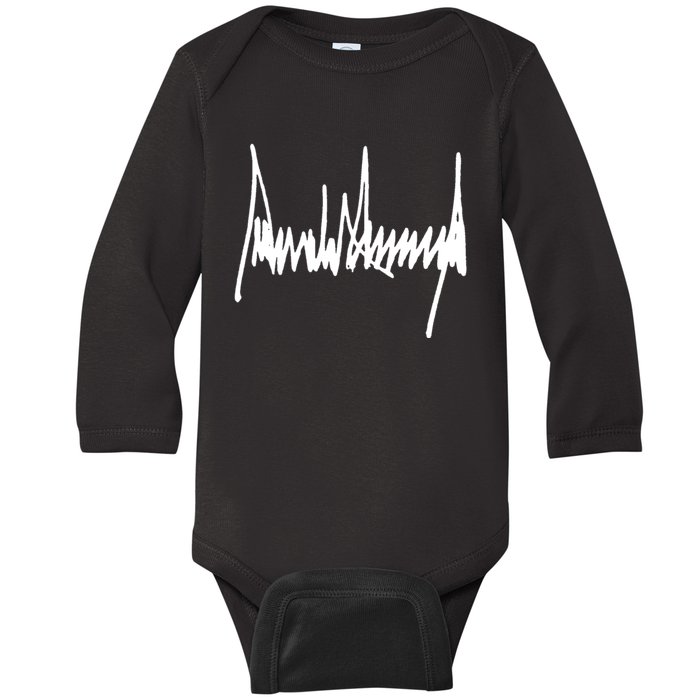 President Donald J Trump Signature Cool Gift Baby Long Sleeve Bodysuit