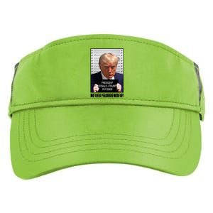 President Donald J Trump Mugshot Never Surrender Adult Drive Performance Visor