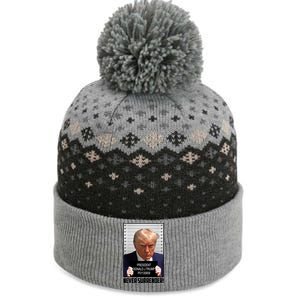 President Donald J Trump Mugshot Never Surrender The Baniff Cuffed Pom Beanie