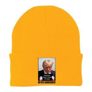 President Donald J Trump Mugshot Never Surrender Knit Cap Winter Beanie